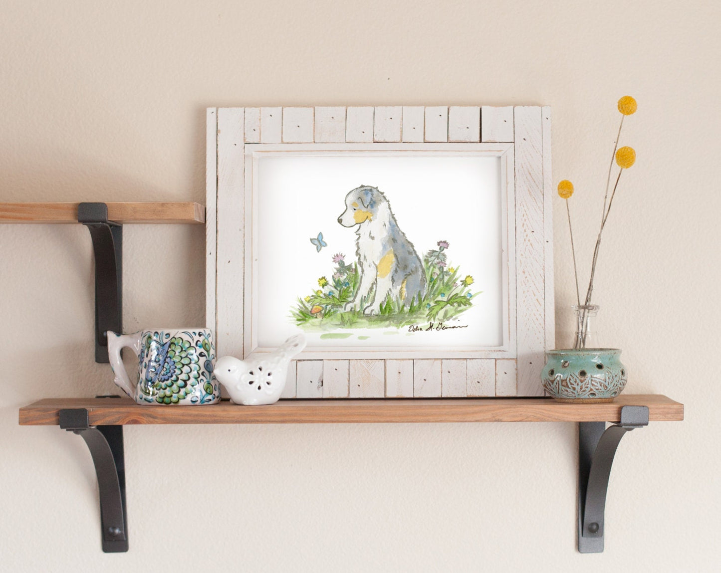 Australian Shepherd Art Print- Blue Merle Aussie l Jasper And Ruby