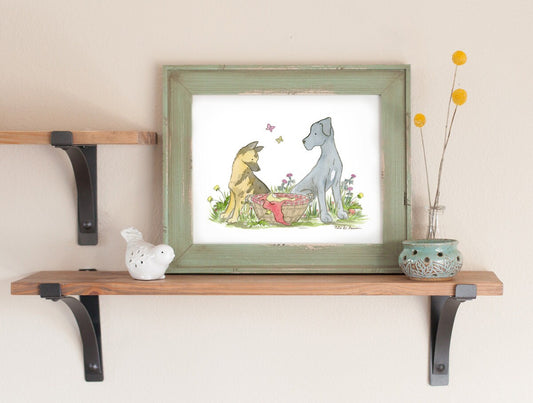German Shepherd Art Print, Great Dane Art, Dog Nursery Art