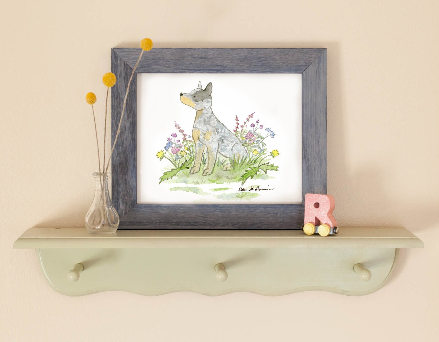 Australian Cattle Dog Art Print, Watercolor Blue Heeler Art