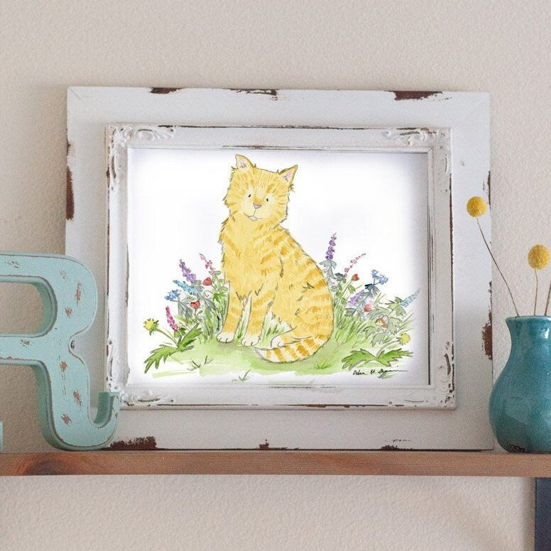 Watercolor Cat Art, Ginger Cat Print