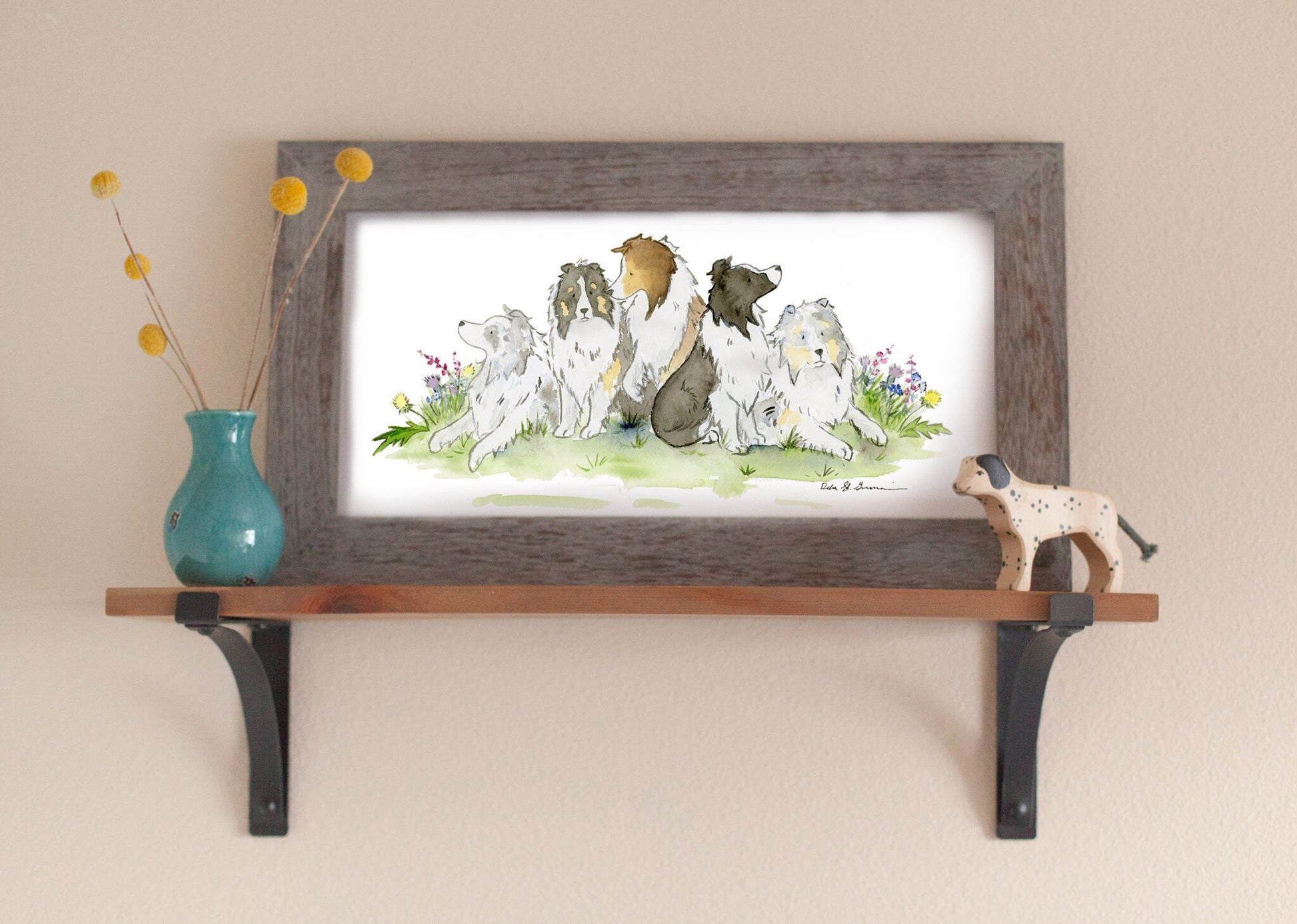 Shetland Sheepdog Watercolor Art Print, Gift for Sheltie Lovers