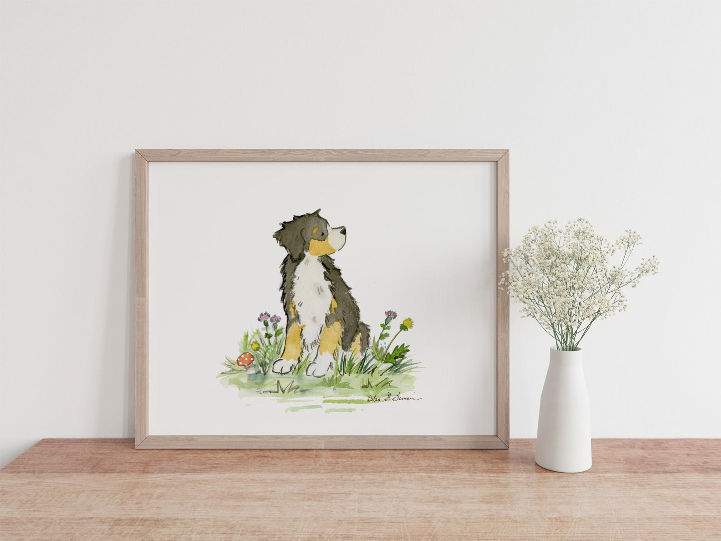 Bernese Mountain Dog Art, Watercolor Print, Cute Bernese Watercolor Art, Bernese Gift