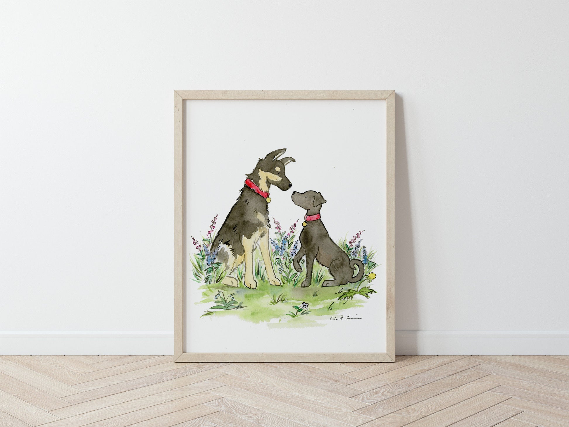 German Shepherd Art Print, Labrador Art, Watercolor Print