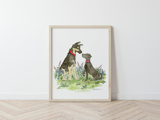 German Shepherd Art Print, Labrador Art, Watercolor Print