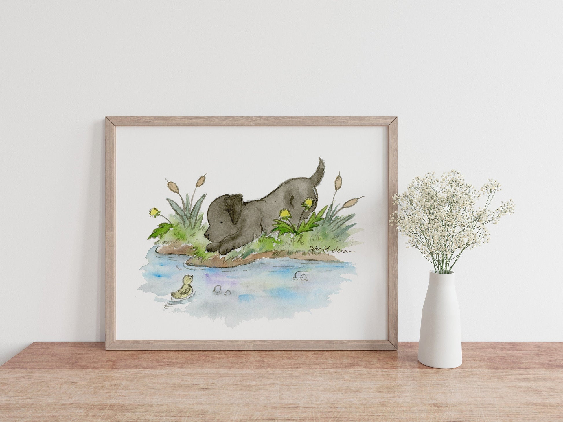 Black Lab Puppy Art Print