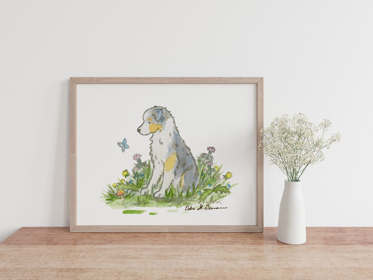Australian Shepherd Art Print- Blue Merle Aussie l Jasper And Ruby