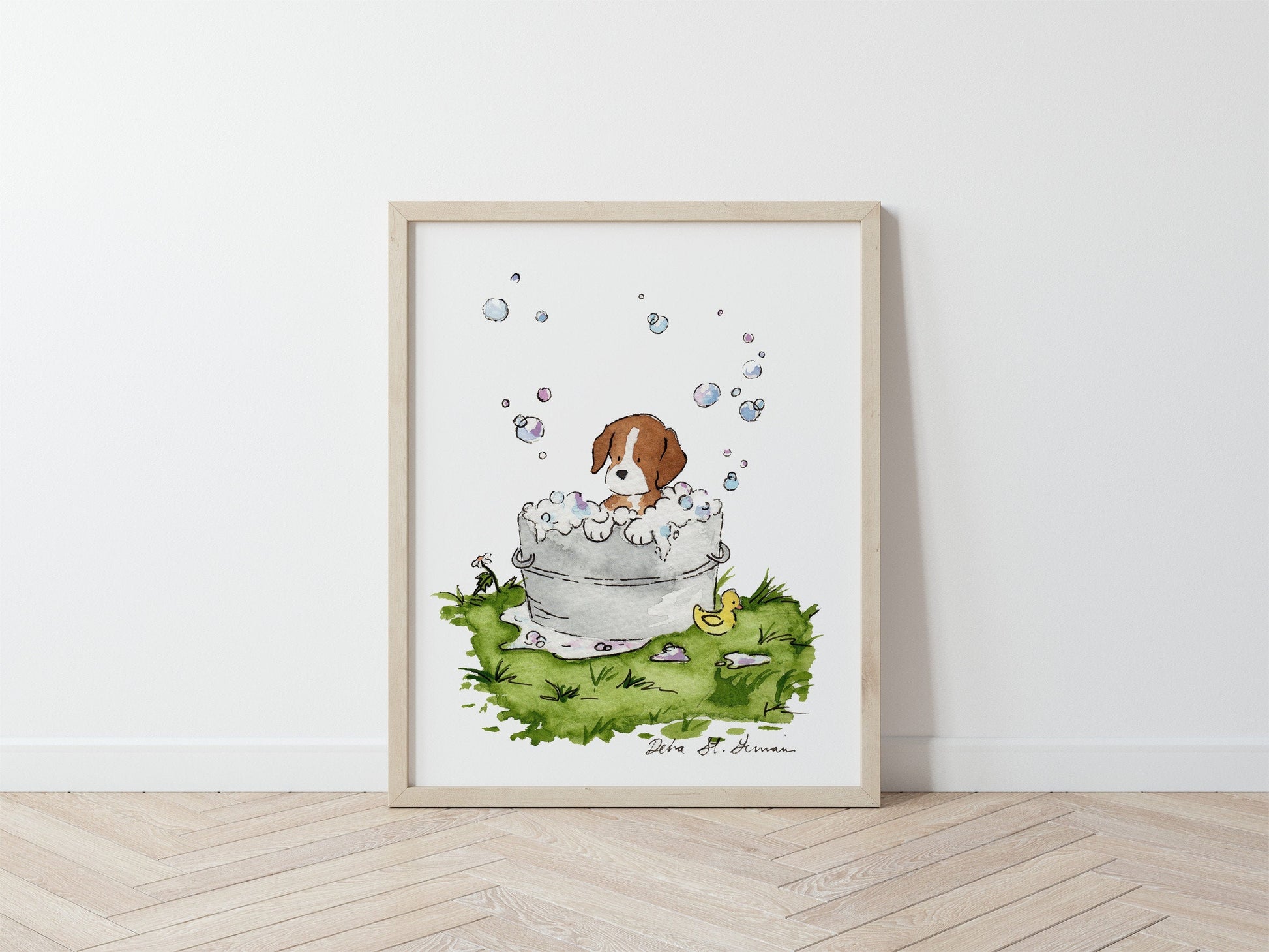 Watercolor Beagle Art Print, Puppy Art for Children