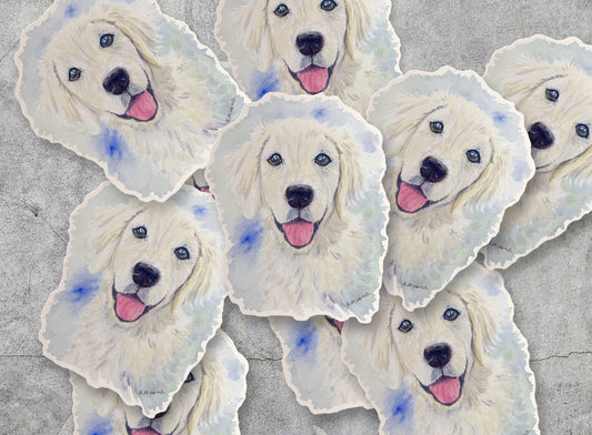 Golden Retriever Vinyl Die Cut Sticker, English Cream Car Decal