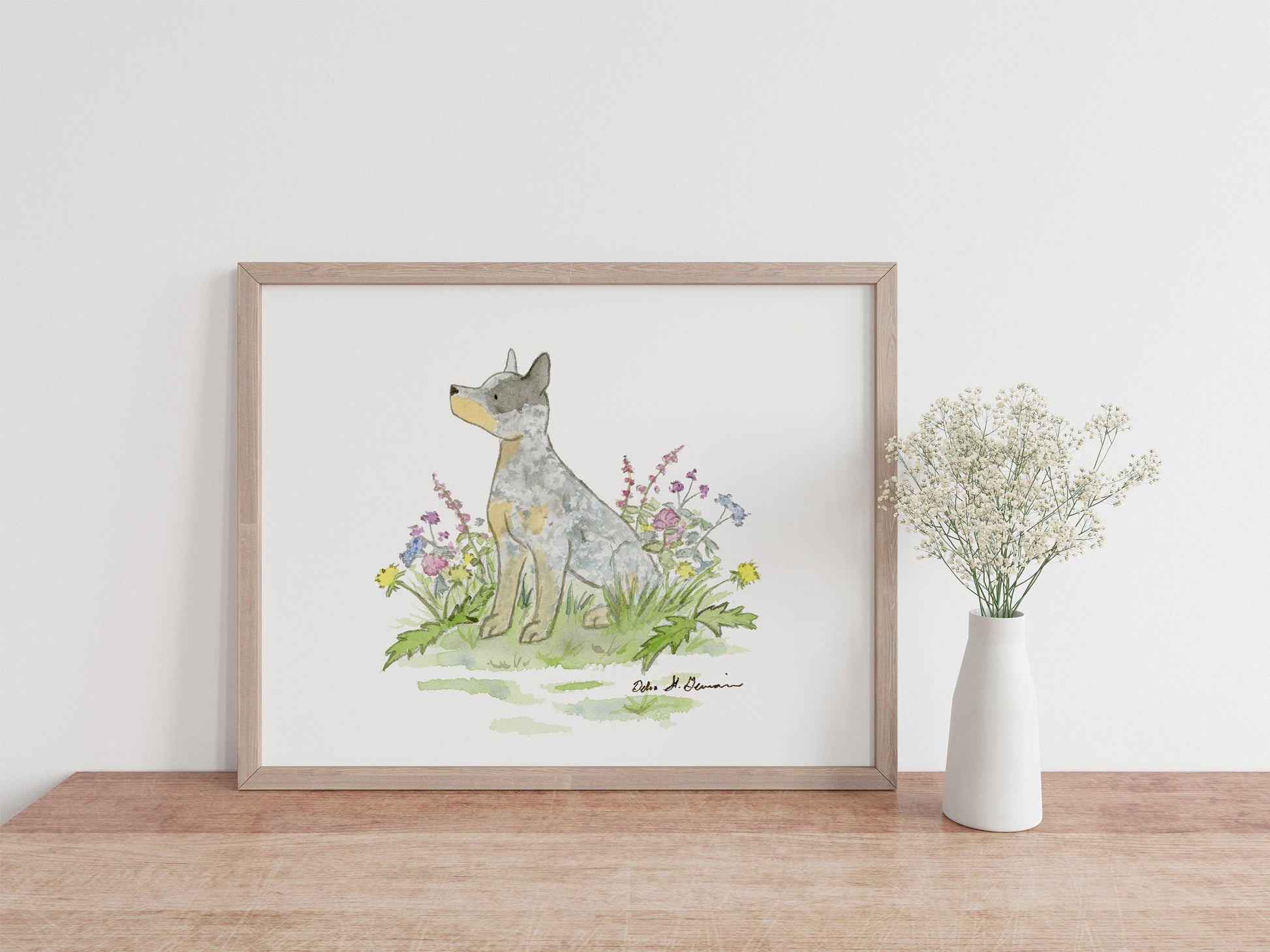 Australian Cattle Dog Art Print, Watercolor Blue Heeler Art