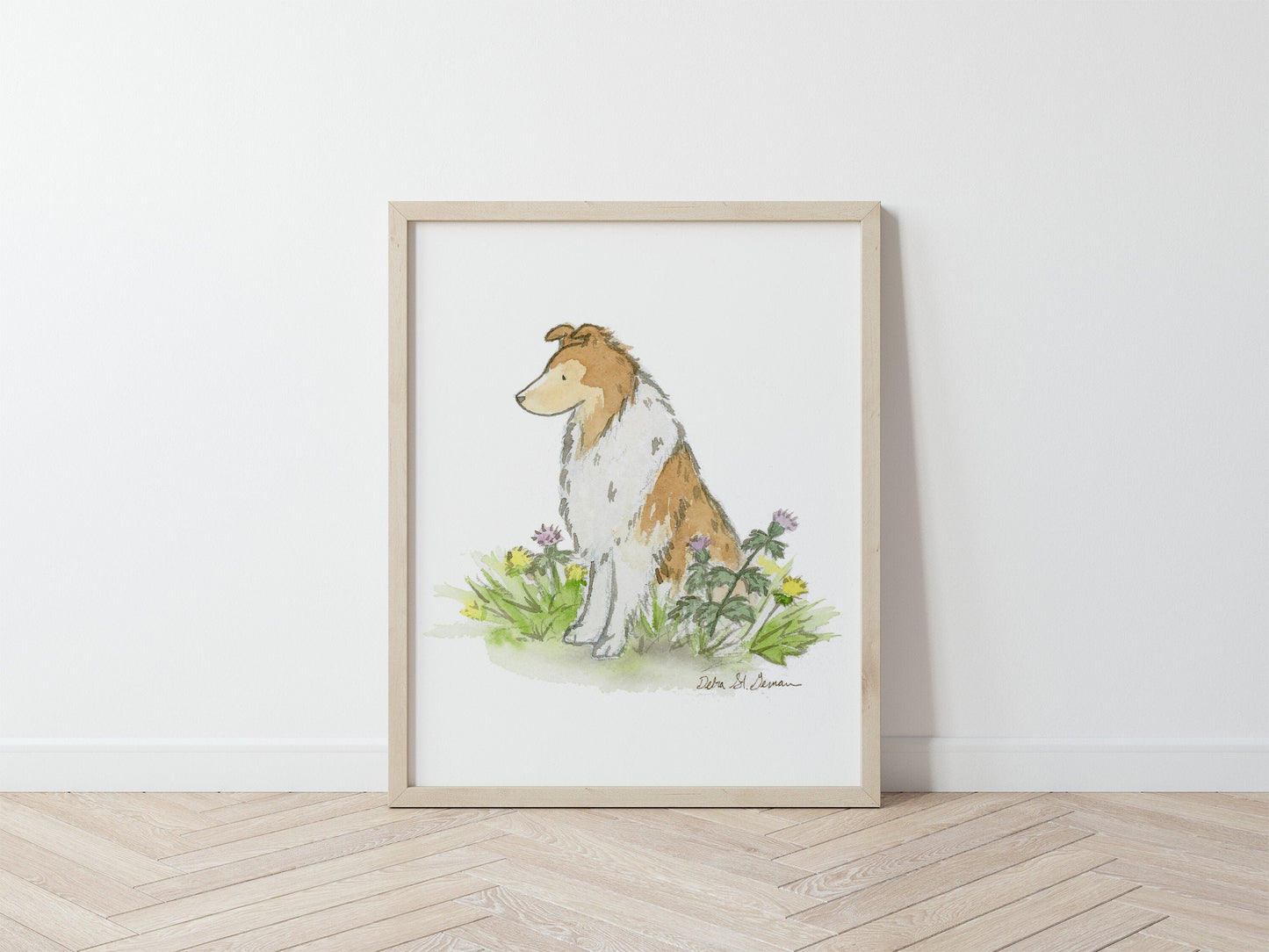 Watercolor Collie Art Print, Rough Collie Painting Print, Collie Gift