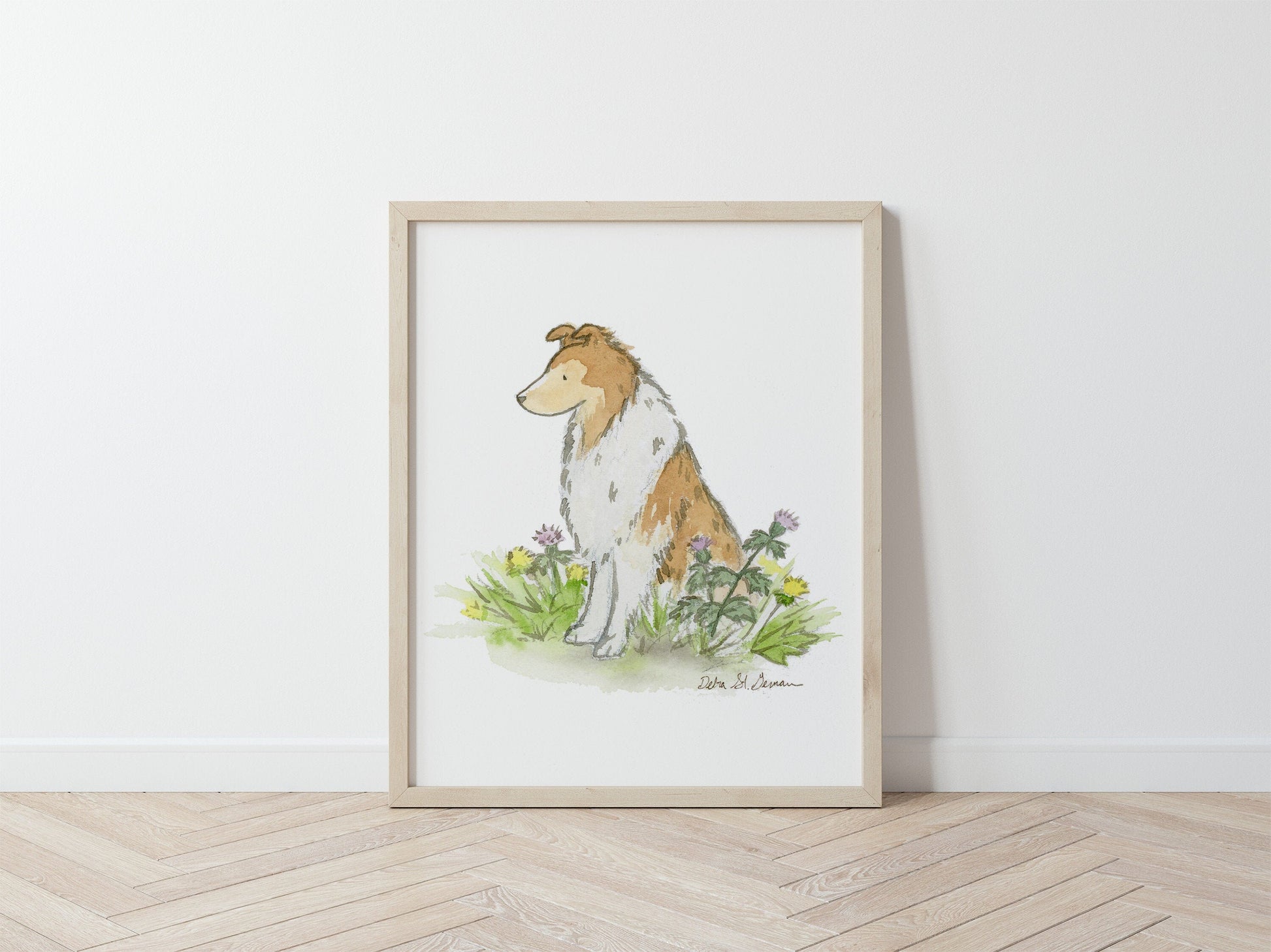 Watercolor Collie Art Print, Rough Collie Painting Print, Collie Gift