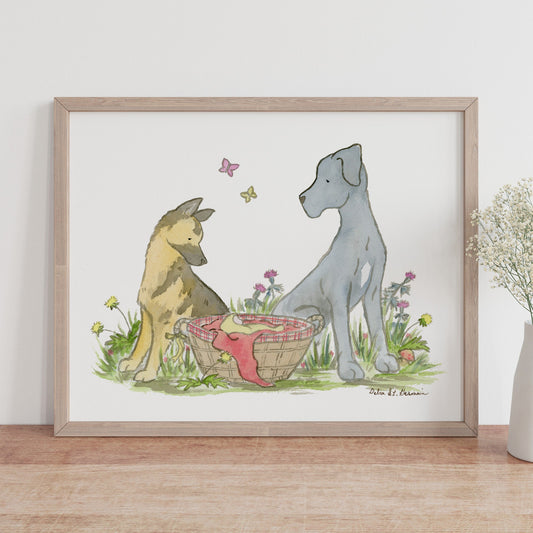 German Shepherd Art Print, Great Dane Art, Dog Nursery Art