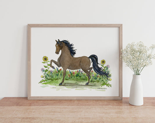 Morgan Horse Watercolor Art Print