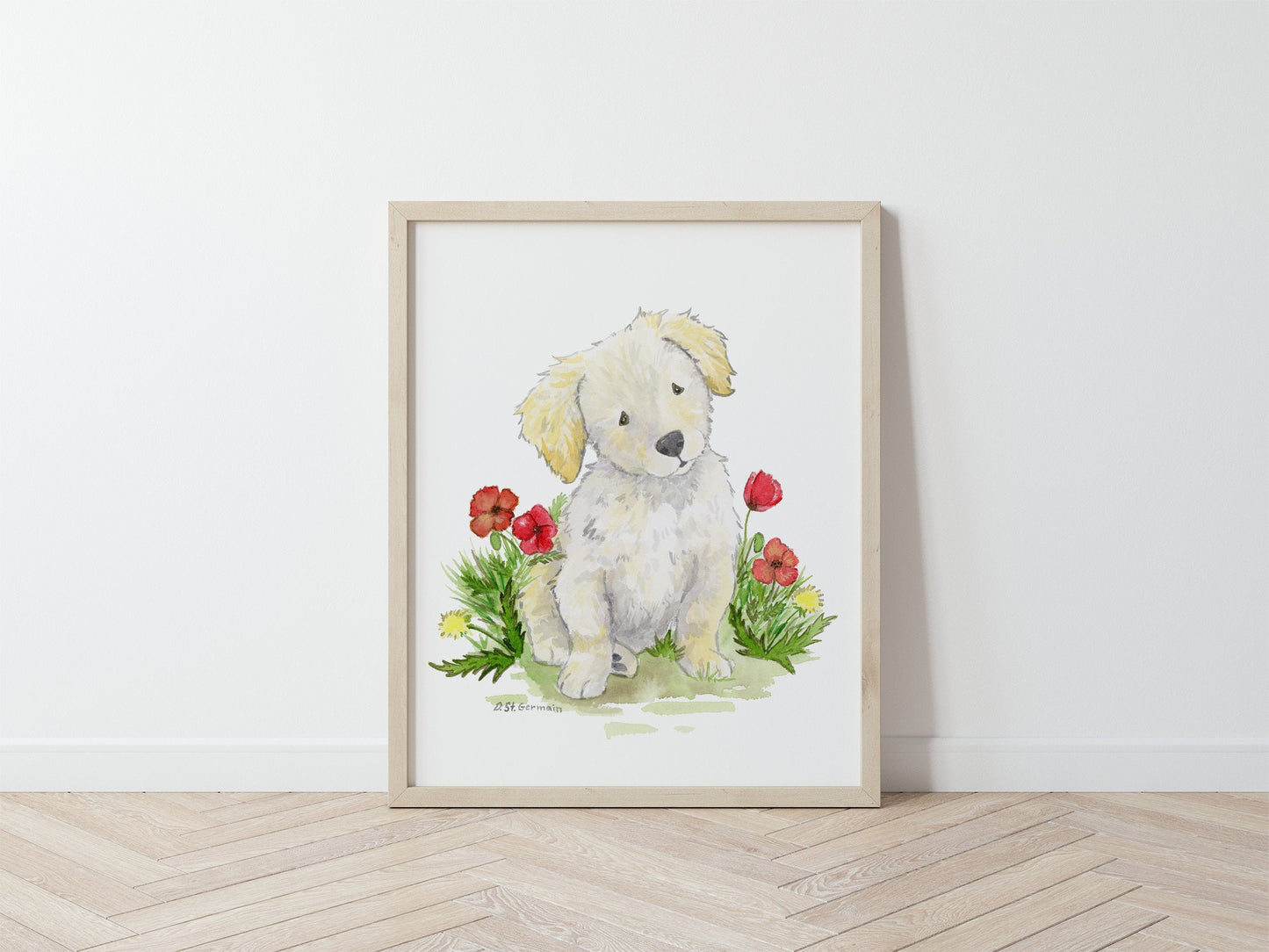 Goldendoodle Art, Watercolor Golden Retriever Puppy Print for Dog Lovers
