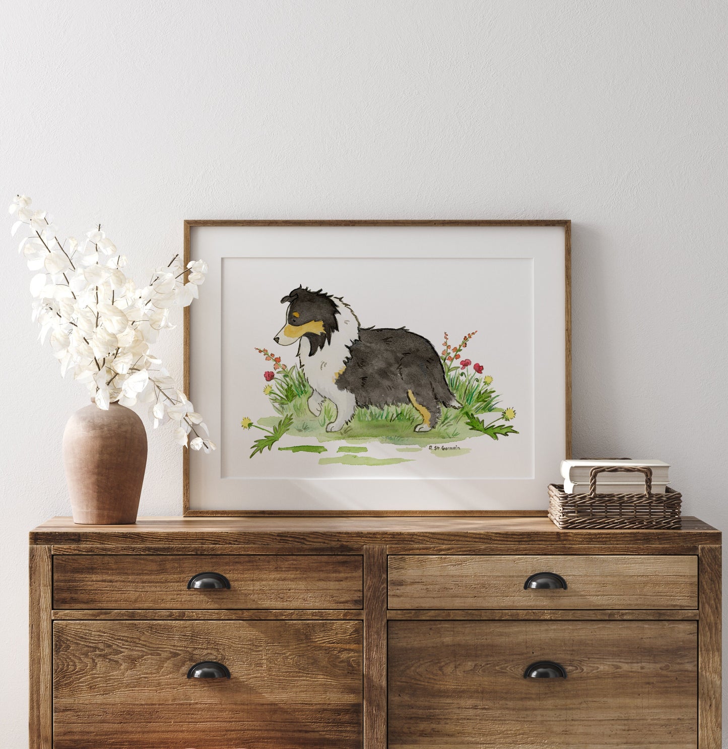 Tri Color Shetland Sheepdog Art Print, Sheltie Lover Gift