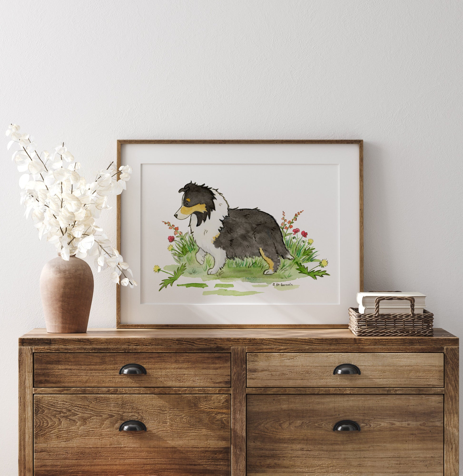 Tri Color Shetland Sheepdog Art Print, Sheltie Lover Gift