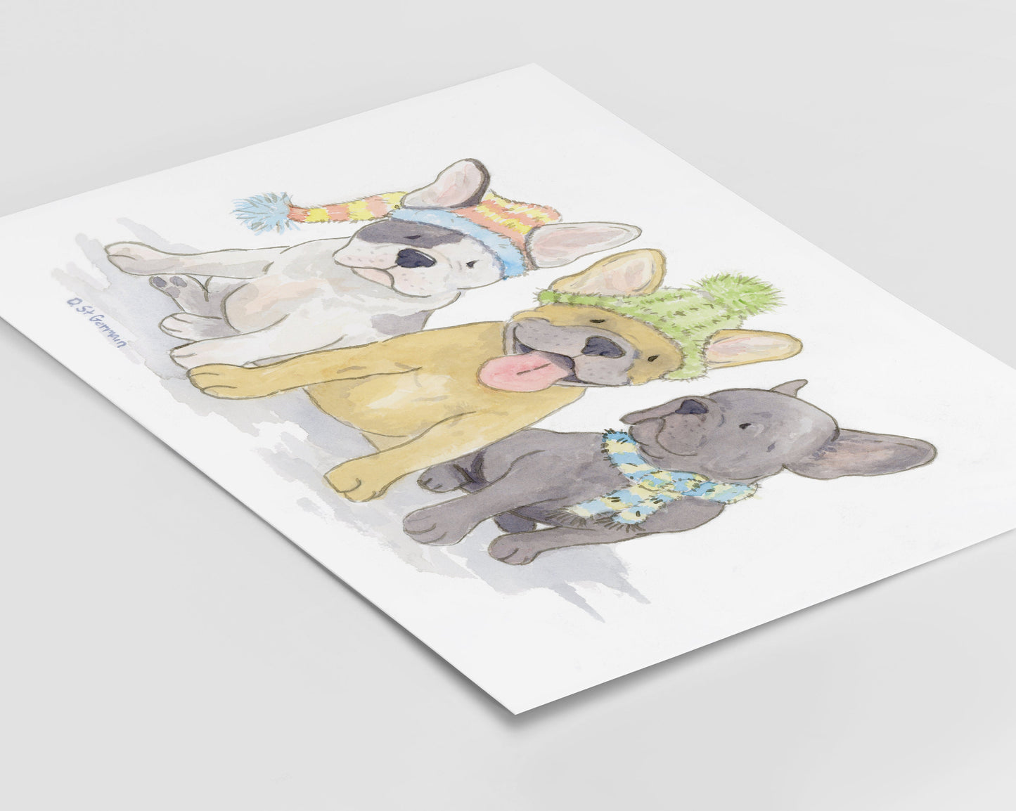 French Bulldog Art Print, Festive Frenchies