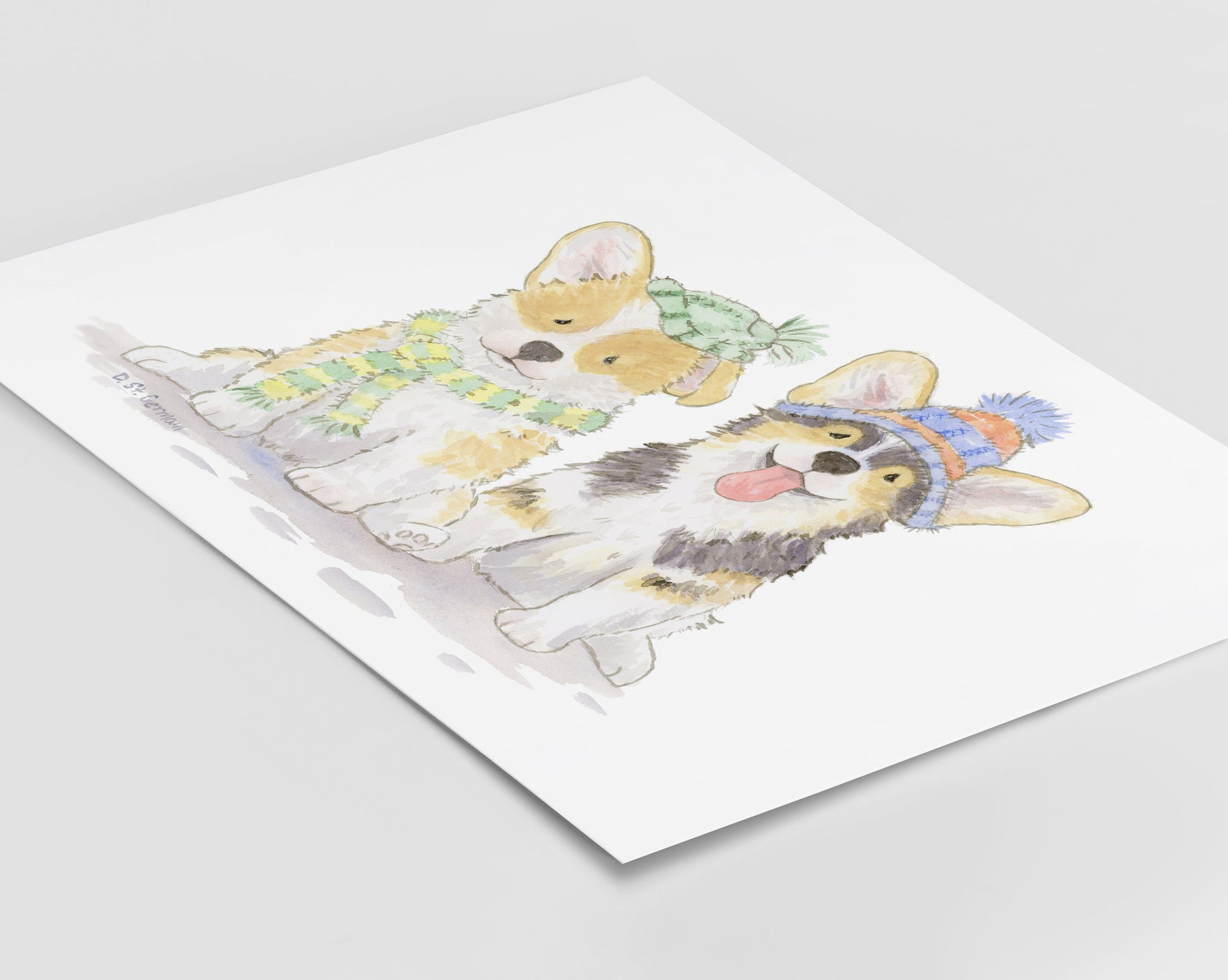 Corgi Holiday Art Print, Corgi Gift