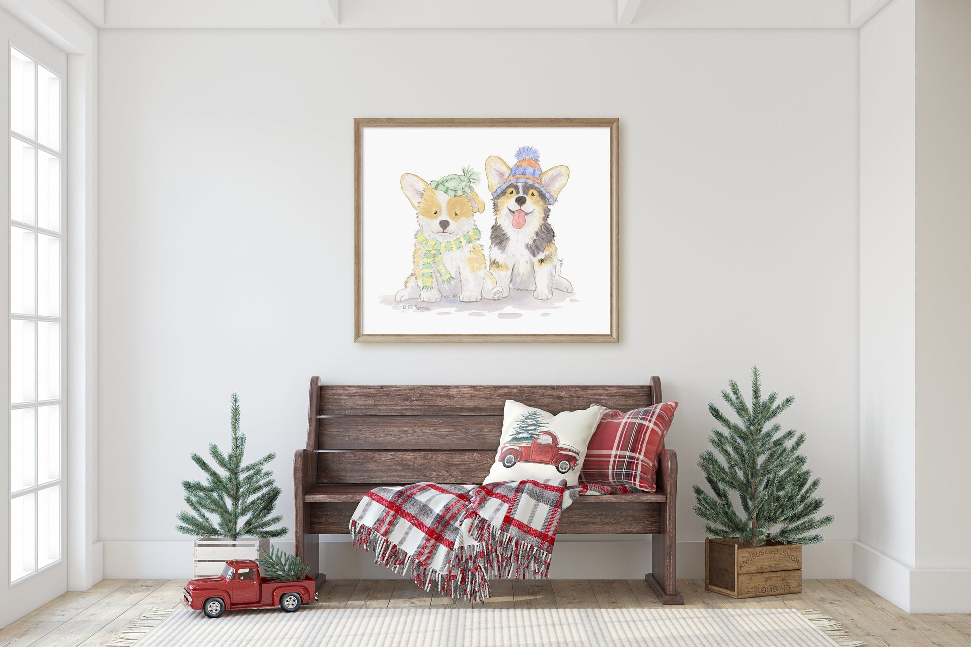 Corgi Holiday Art Print, Corgi Gift