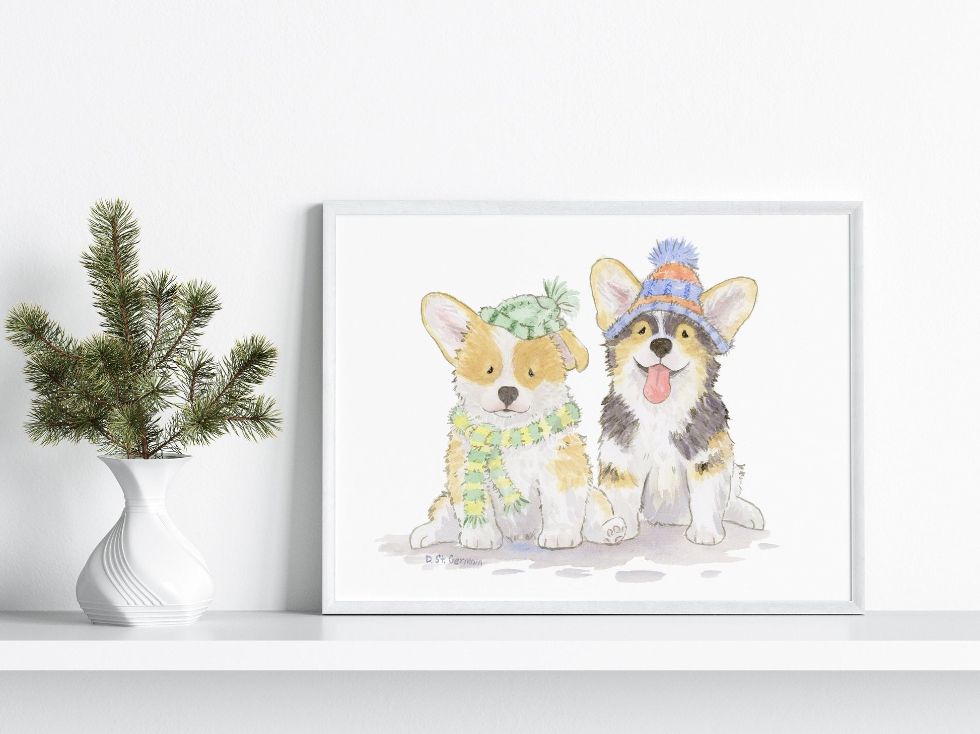 Corgi Holiday Art Print, Corgi Gift