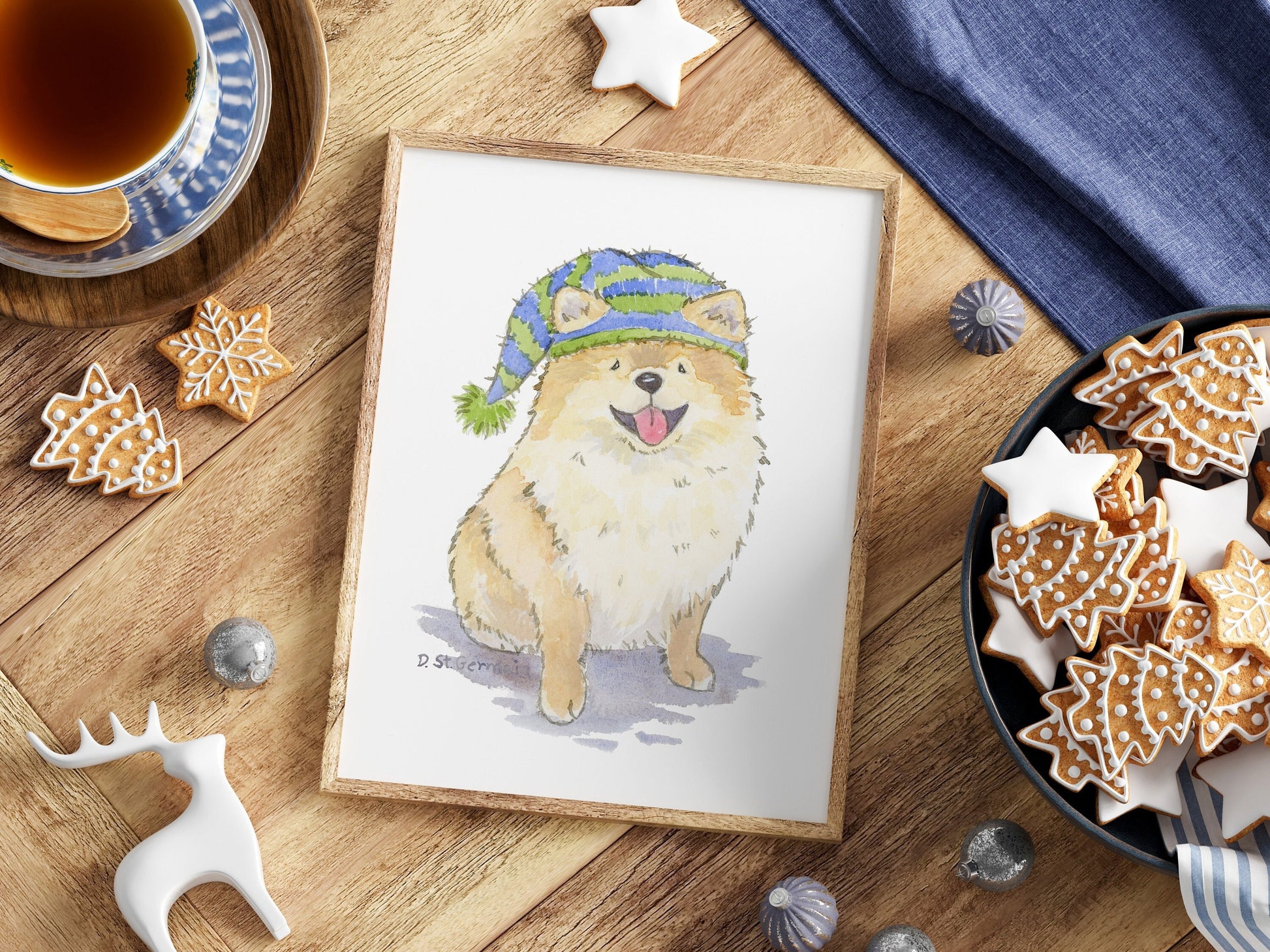Pomeranian Holiday Art Print