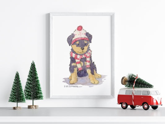 Rottweiler Holiday Art Print