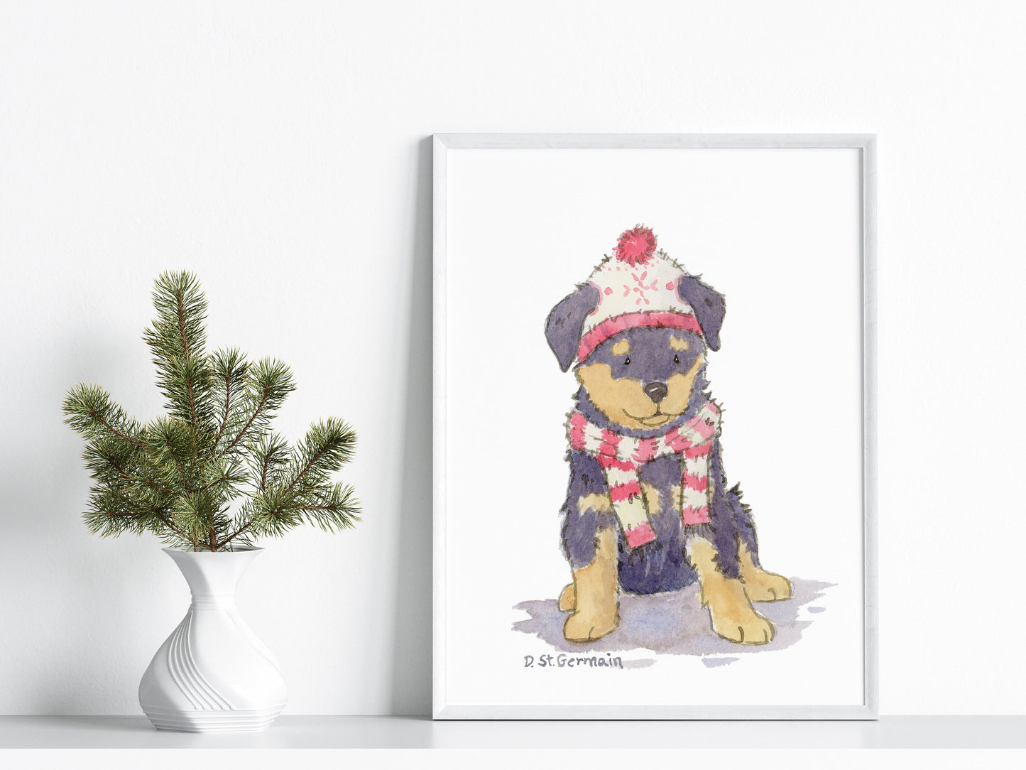 Rottweiler Holiday Art Print