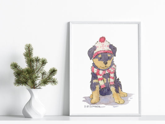 Rottweiler Holiday Art Print