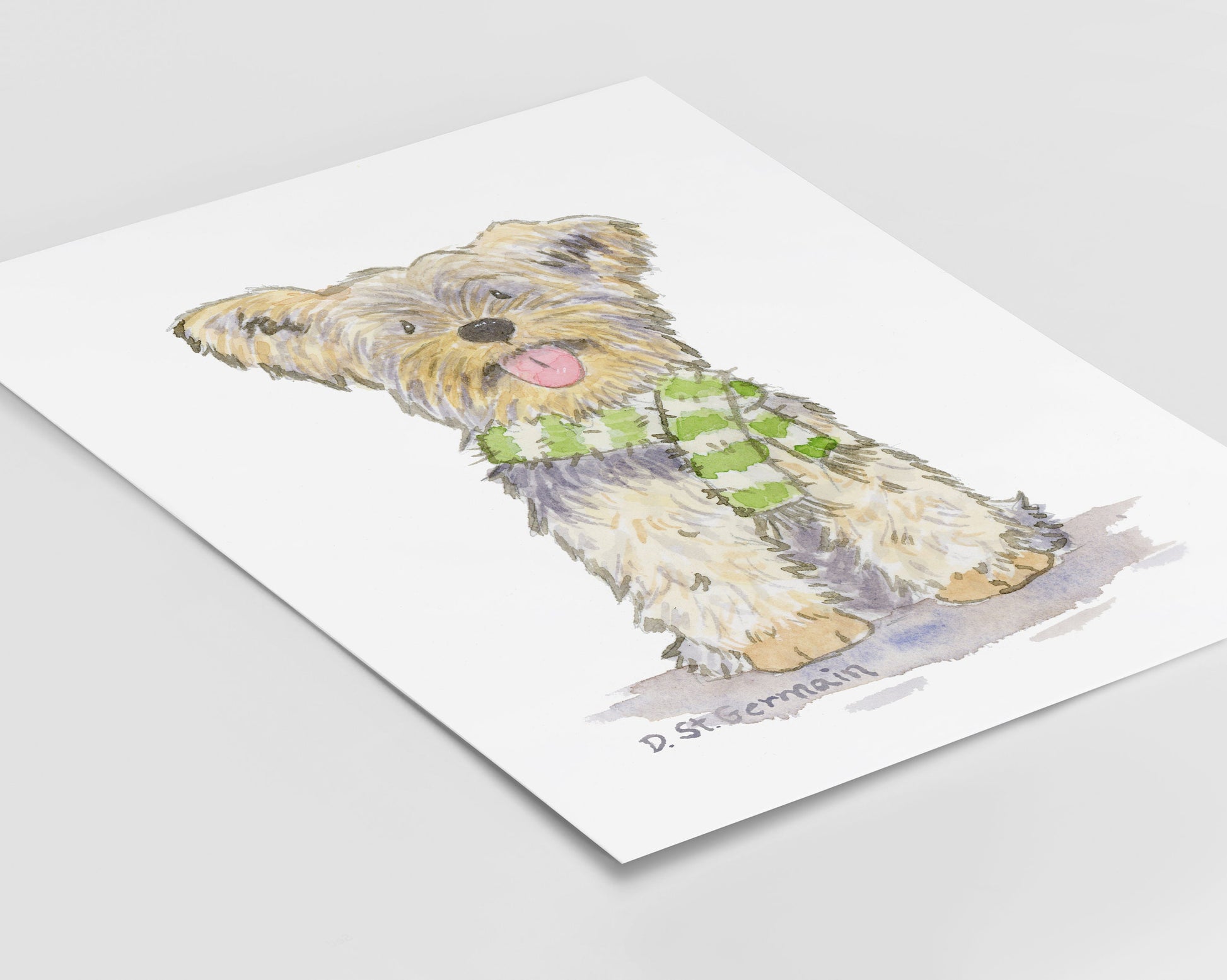 Yorkie Holiday Art Print, Yorkshire Terrier Gift