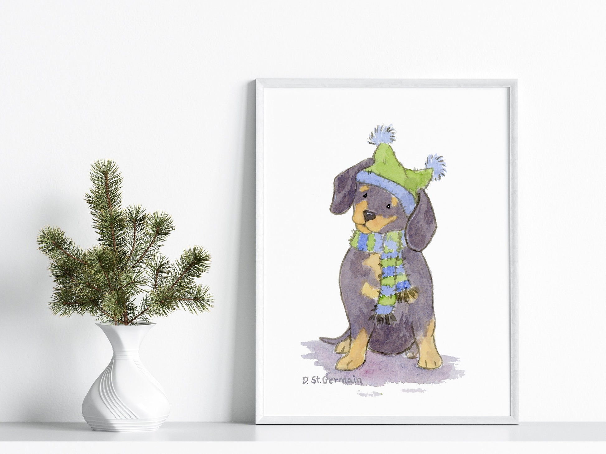 Dachshund Art, Holiday Dachshund Print