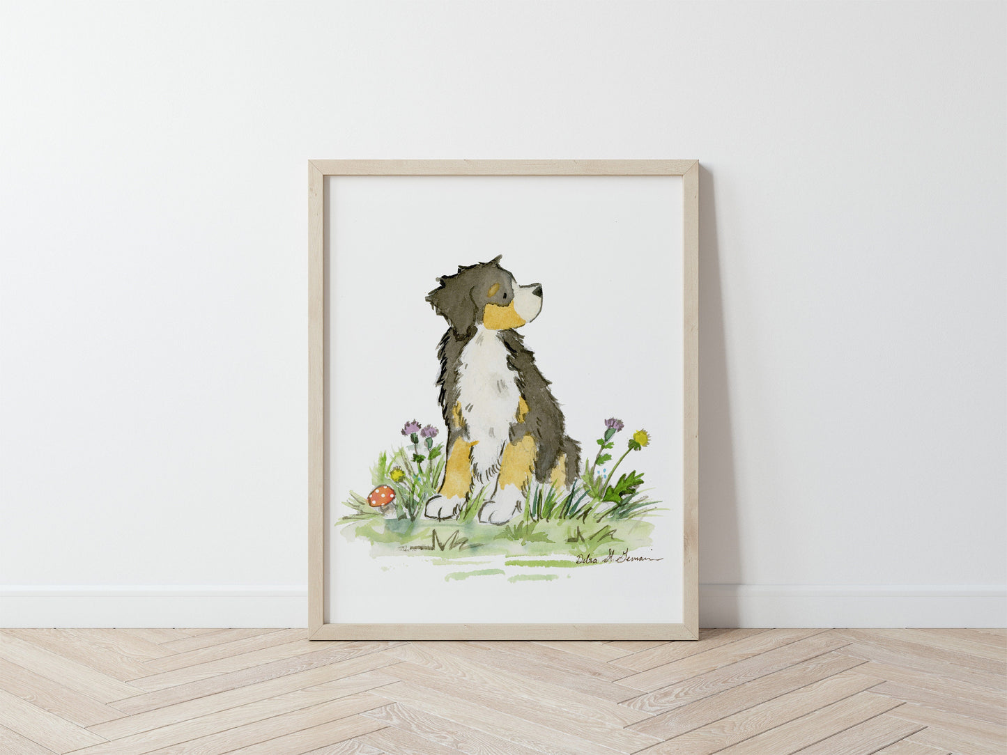 Bernese Mountain Dog Art, Watercolor Print, Cute Bernese Watercolor Art, Bernese Gift