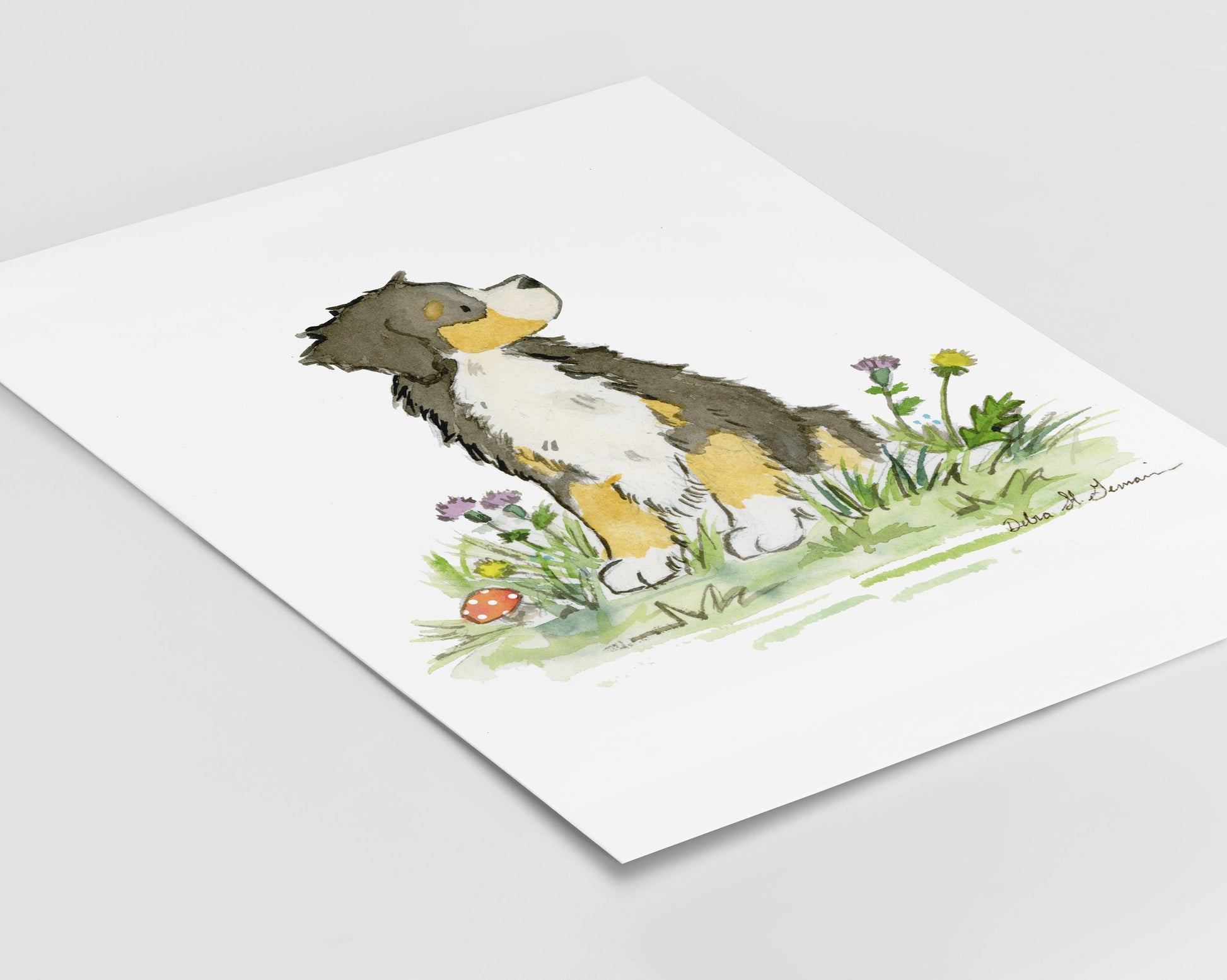 Bernese Mountain Dog Art, Watercolor Print, Cute Bernese Watercolor Art, Bernese Gift