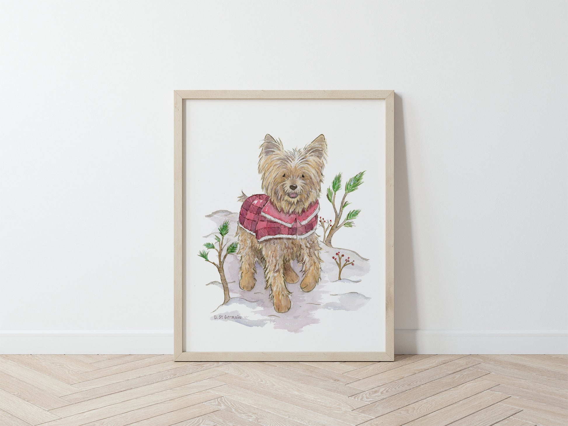 Holiday Yorkshire Terrier Art Print- Gift for Yorkie Lovers