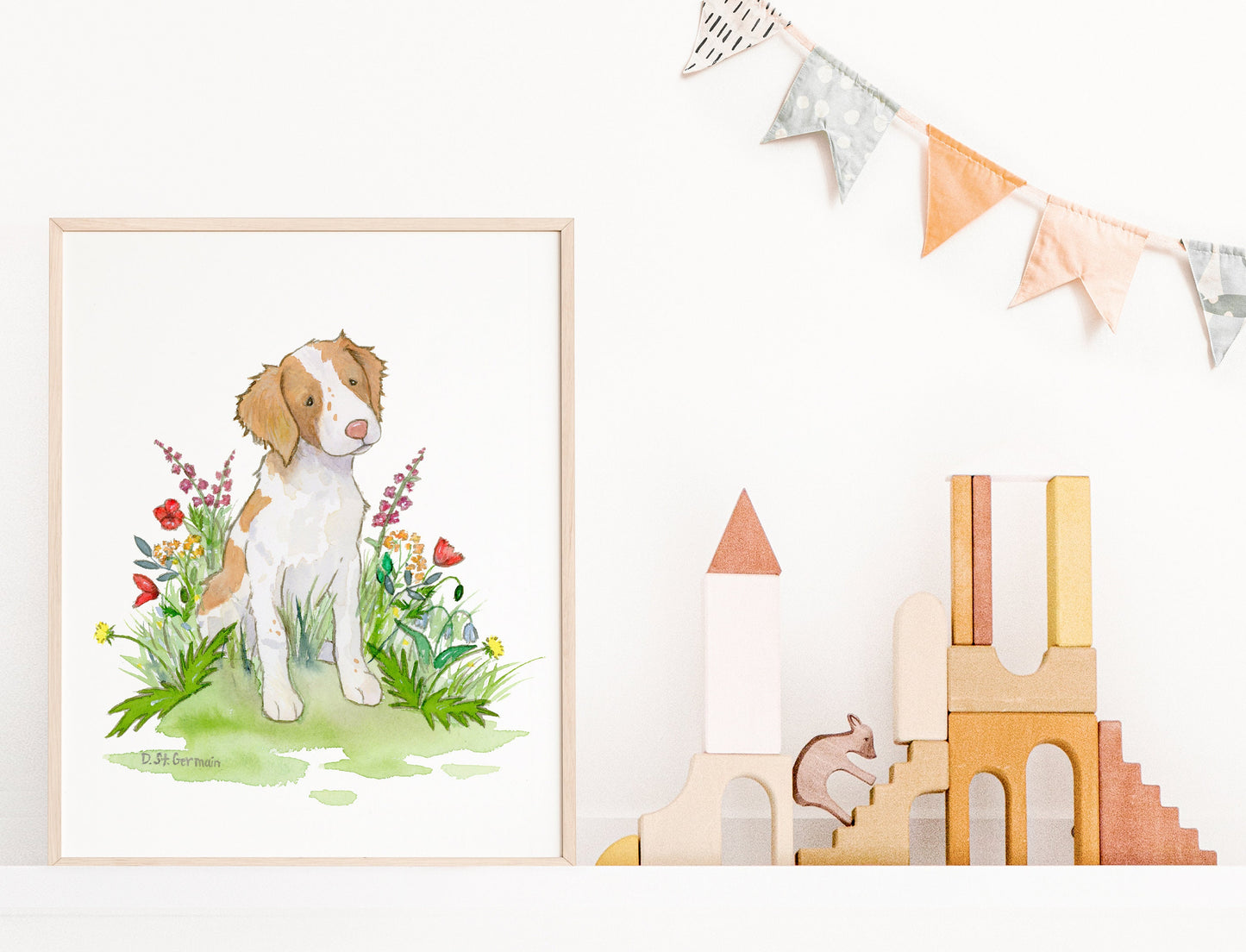 Brittany Spaniel Watercolor Art Print, Dog Lover Gift