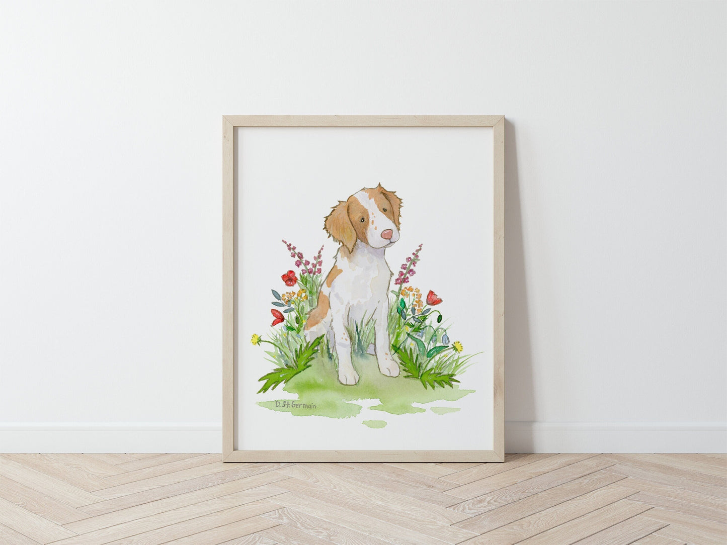 Brittany Spaniel Watercolor Art Print, Dog Lover Gift