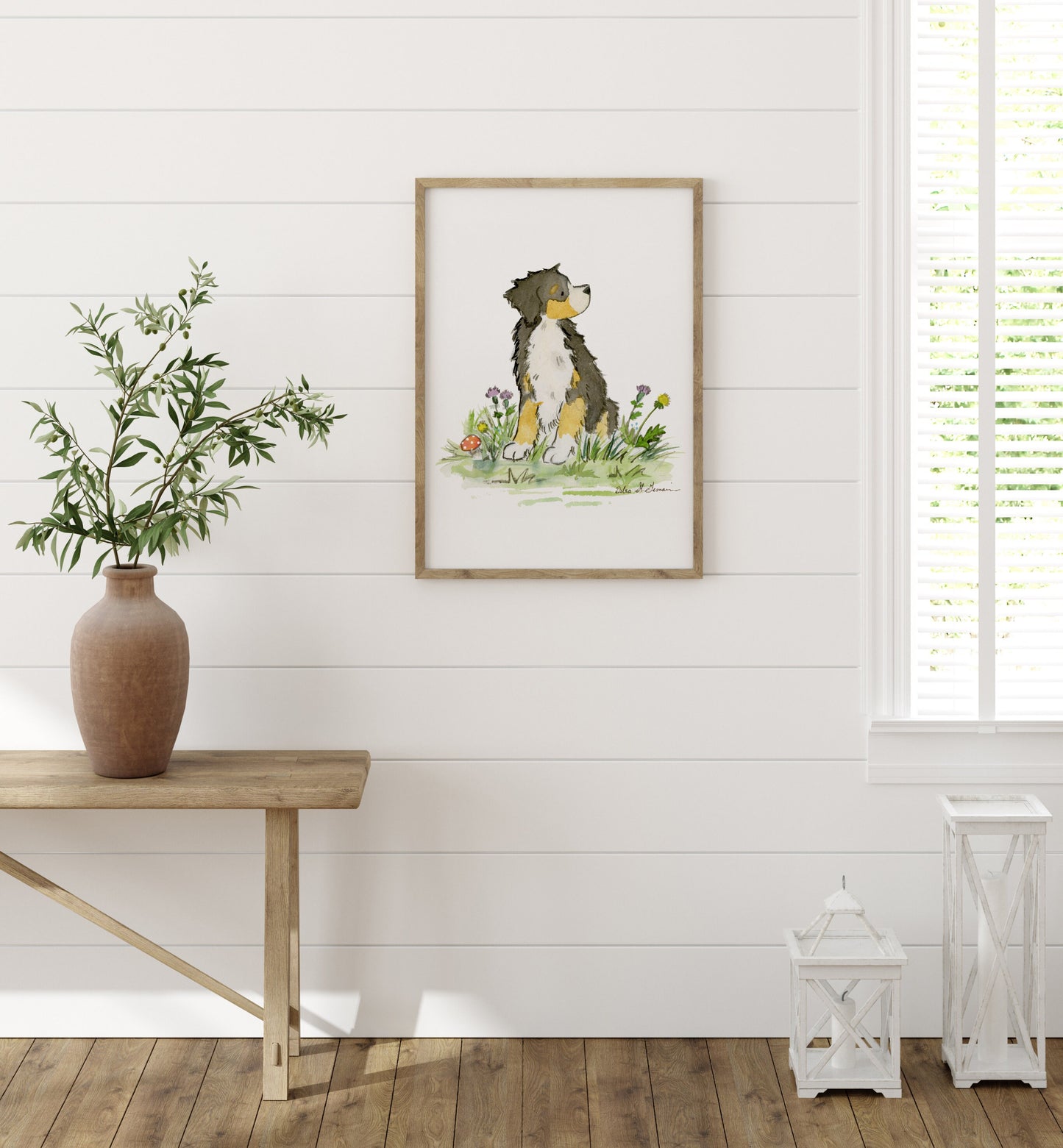 Bernese Mountain Dog Art, Watercolor Print, Cute Bernese Watercolor Art, Bernese Gift