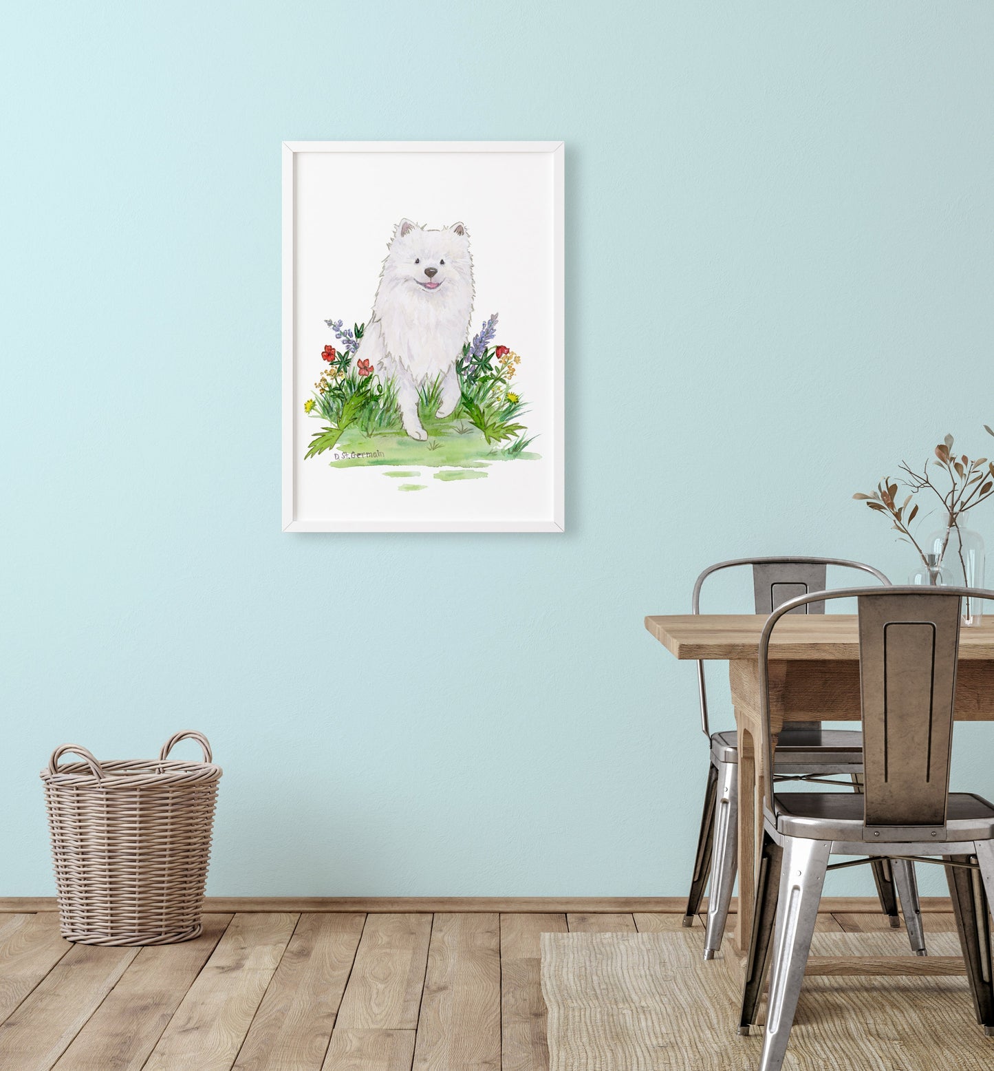 Watercolor American Eskimo Art Print, Japanese Spitz Art, Gift for Dog Lovers