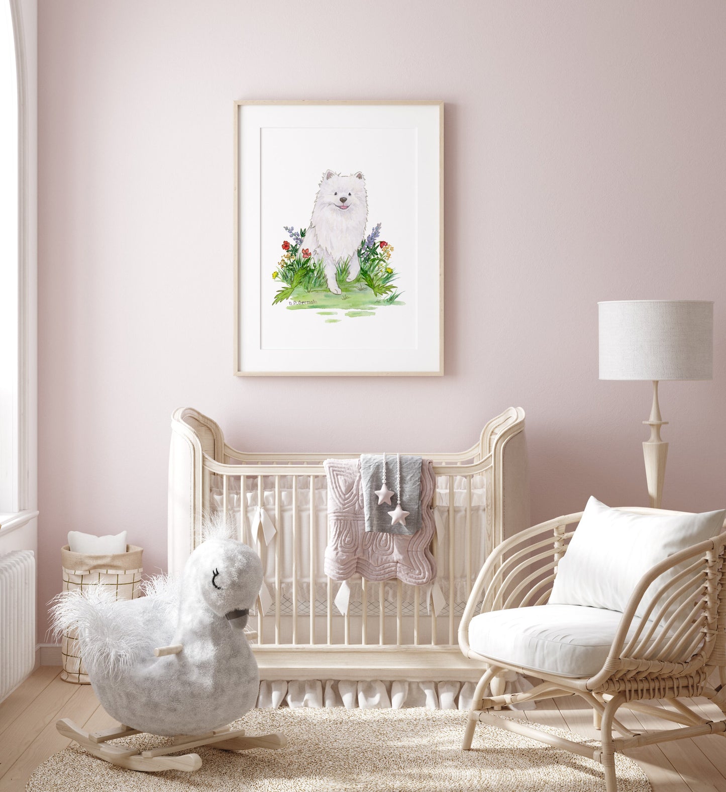 Watercolor American Eskimo Art Print, Japanese Spitz Art, Gift for Dog Lovers