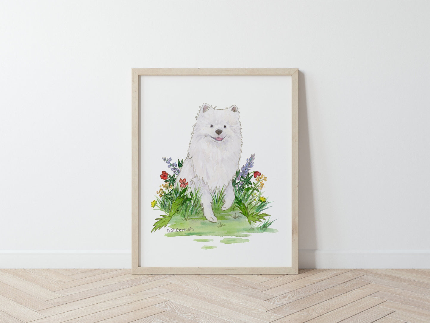 Watercolor American Eskimo Art Print, Japanese Spitz Art, Gift for Dog Lovers