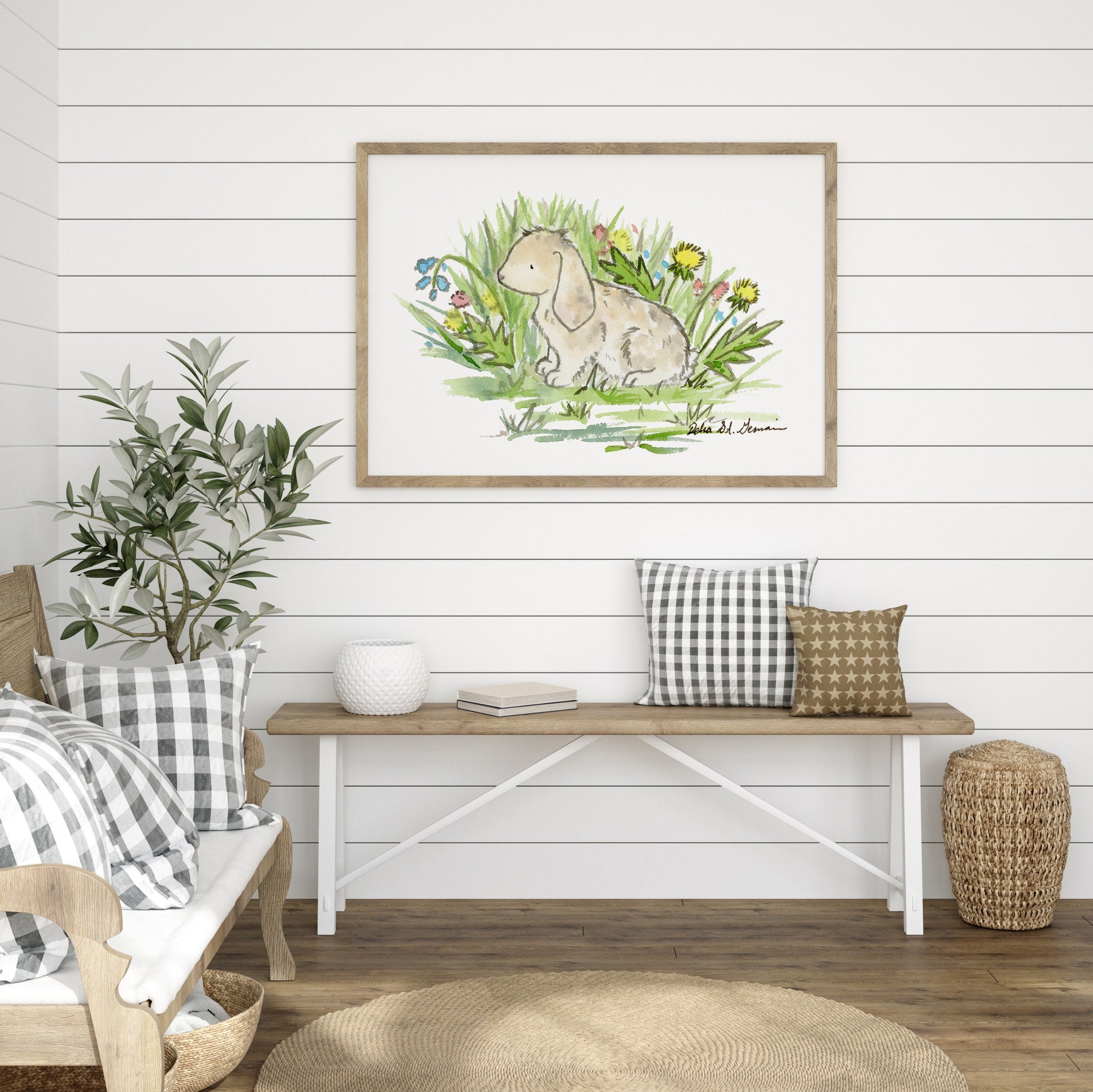 Lop Eared Bunny Art, Rabbit watercolor print