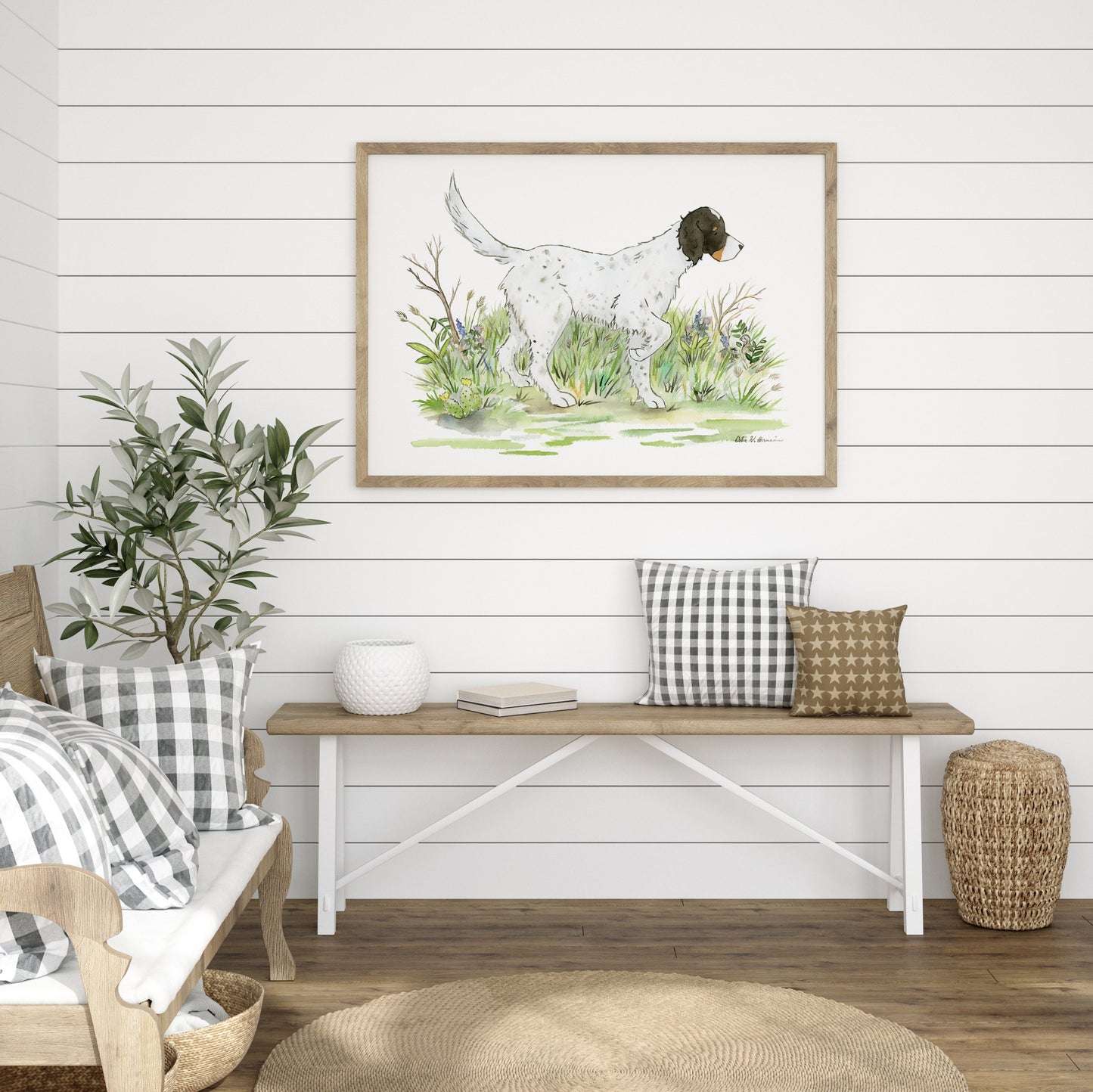 English Setter Art, Watercolor Hunting Dog Print, Dog Lover Gift