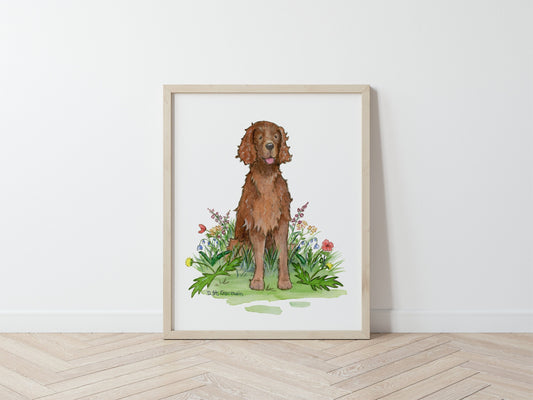 Irish Setter Watercolor Art Print, Gift for Irish Setter Lovers