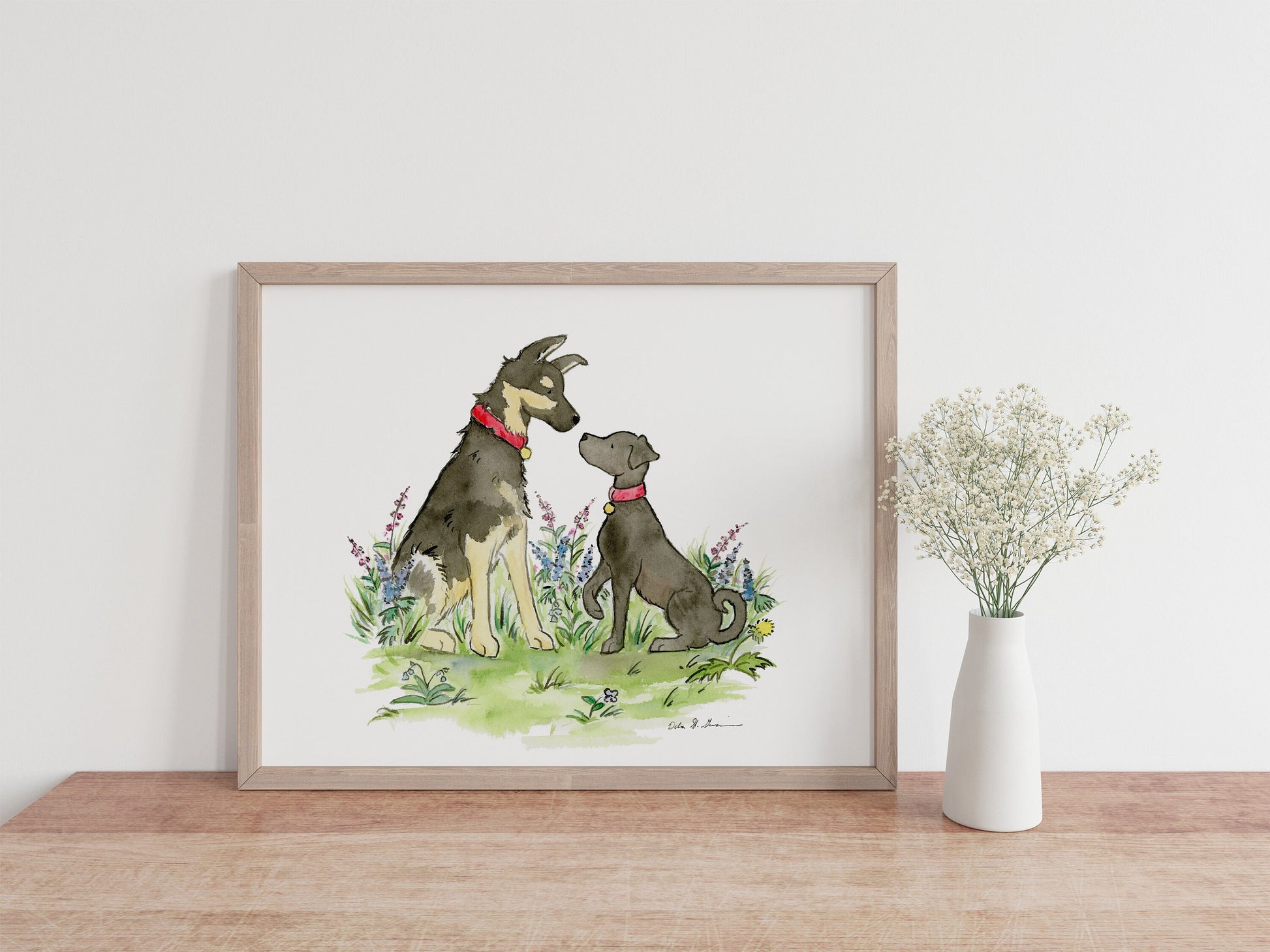 German Shepherd Art Print, Labrador Art, Watercolor Print