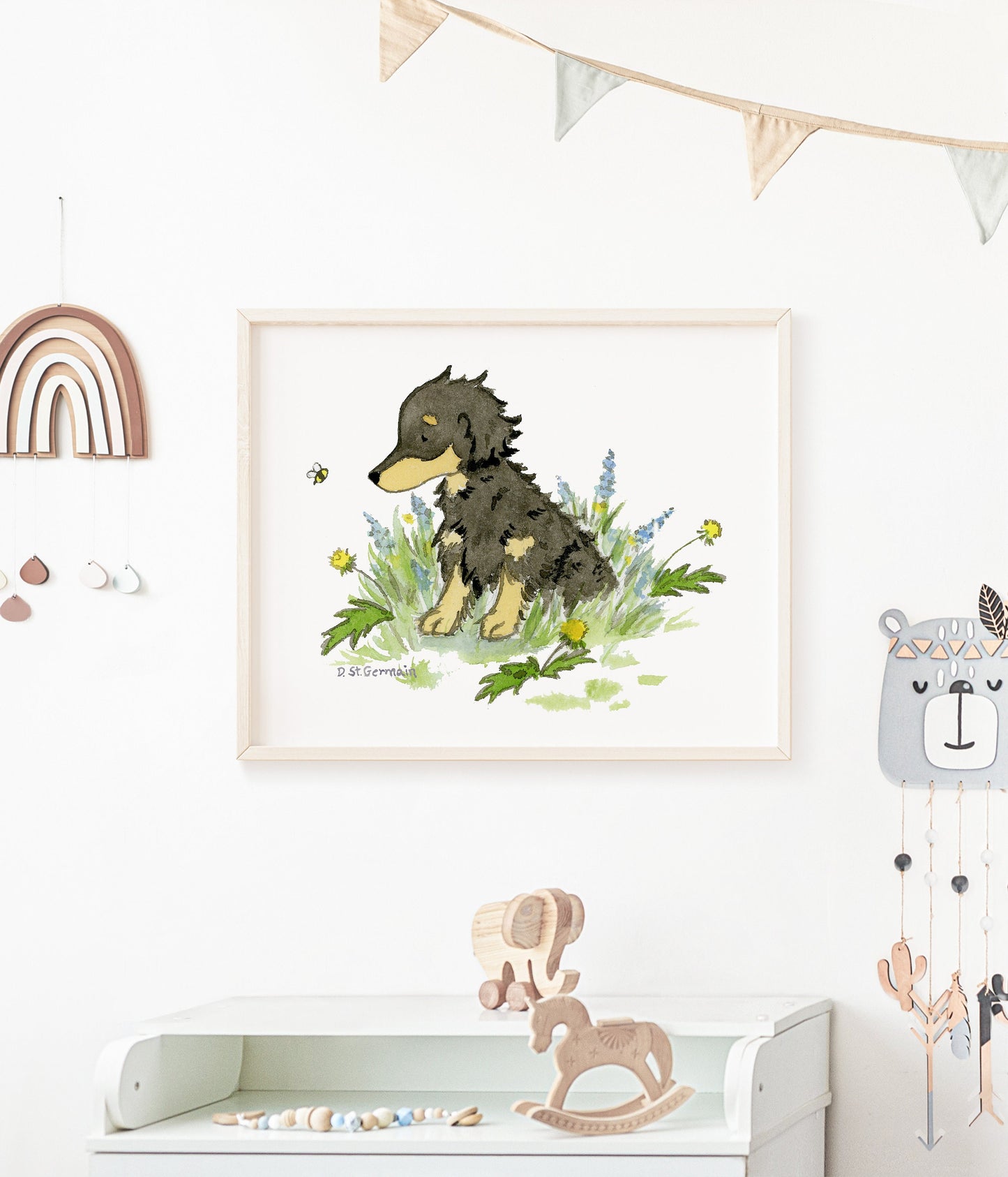 Long Haired Dachshund Watercolor Art Print