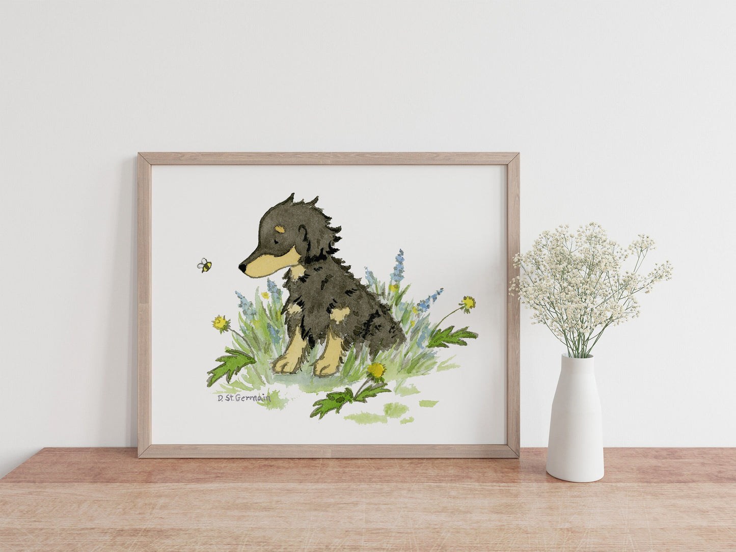 Long Haired Dachshund Watercolor Art Print