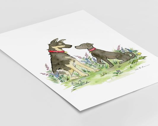 German Shepherd Art Print, Labrador Art, Watercolor Print
