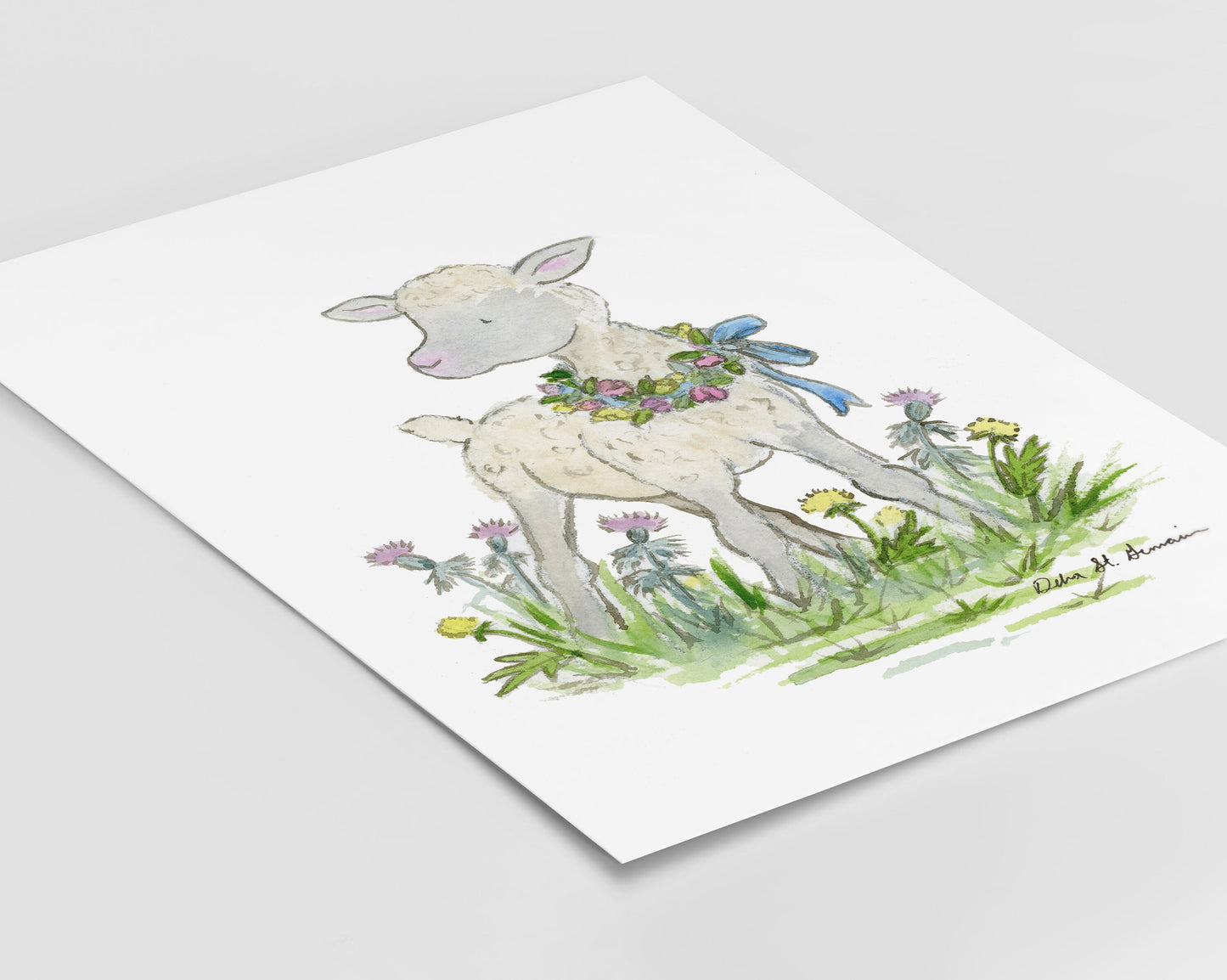 Lamb Watercolor Art Print, Nursery Art, Animal Art for Children