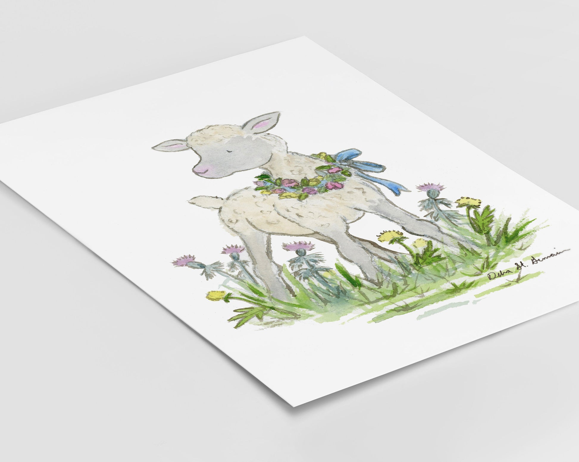 Lamb Watercolor Art Print, Nursery Art, Animal Art for Children