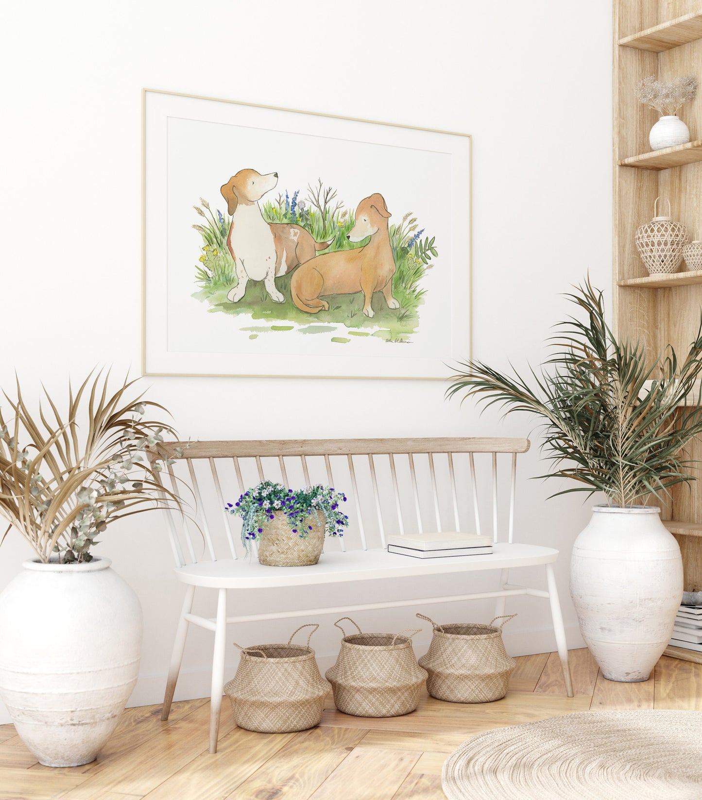 Dachshund Art, Two Red Dachshunds Watercolor Print, Dachshund Lover Gift