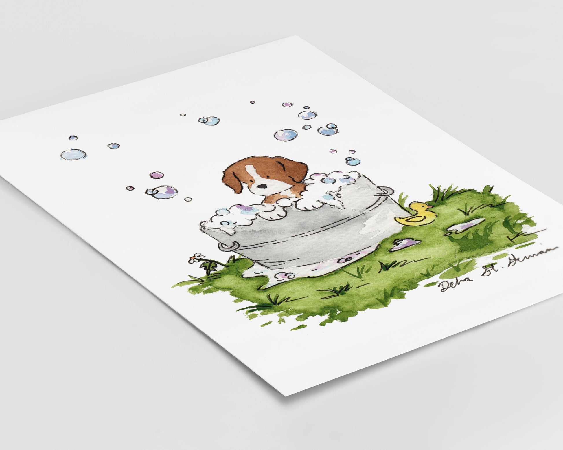 Watercolor Beagle Art Print, Puppy Art for Children